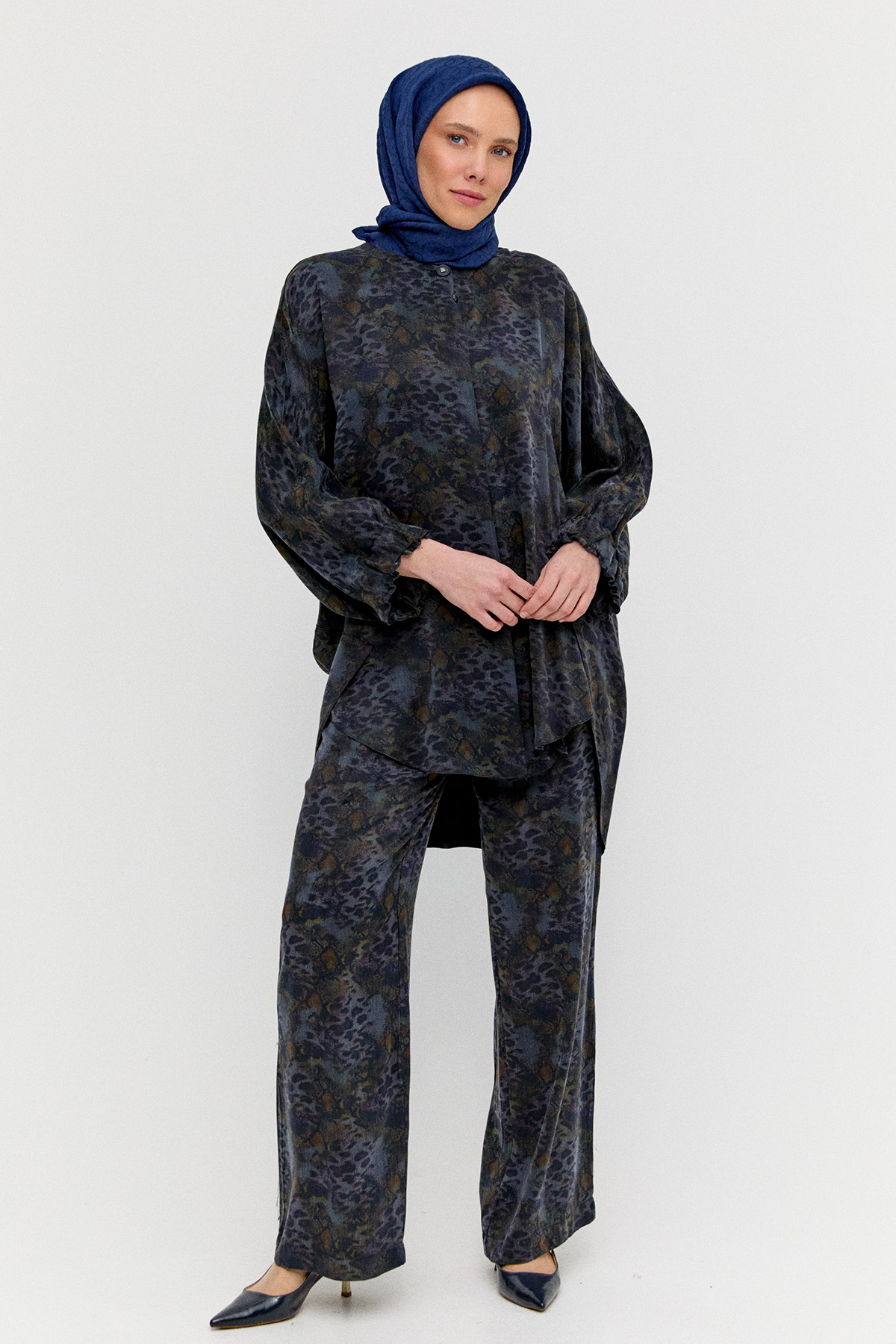 Desenli Lyocell İkili Takım, Tesettür Giyim