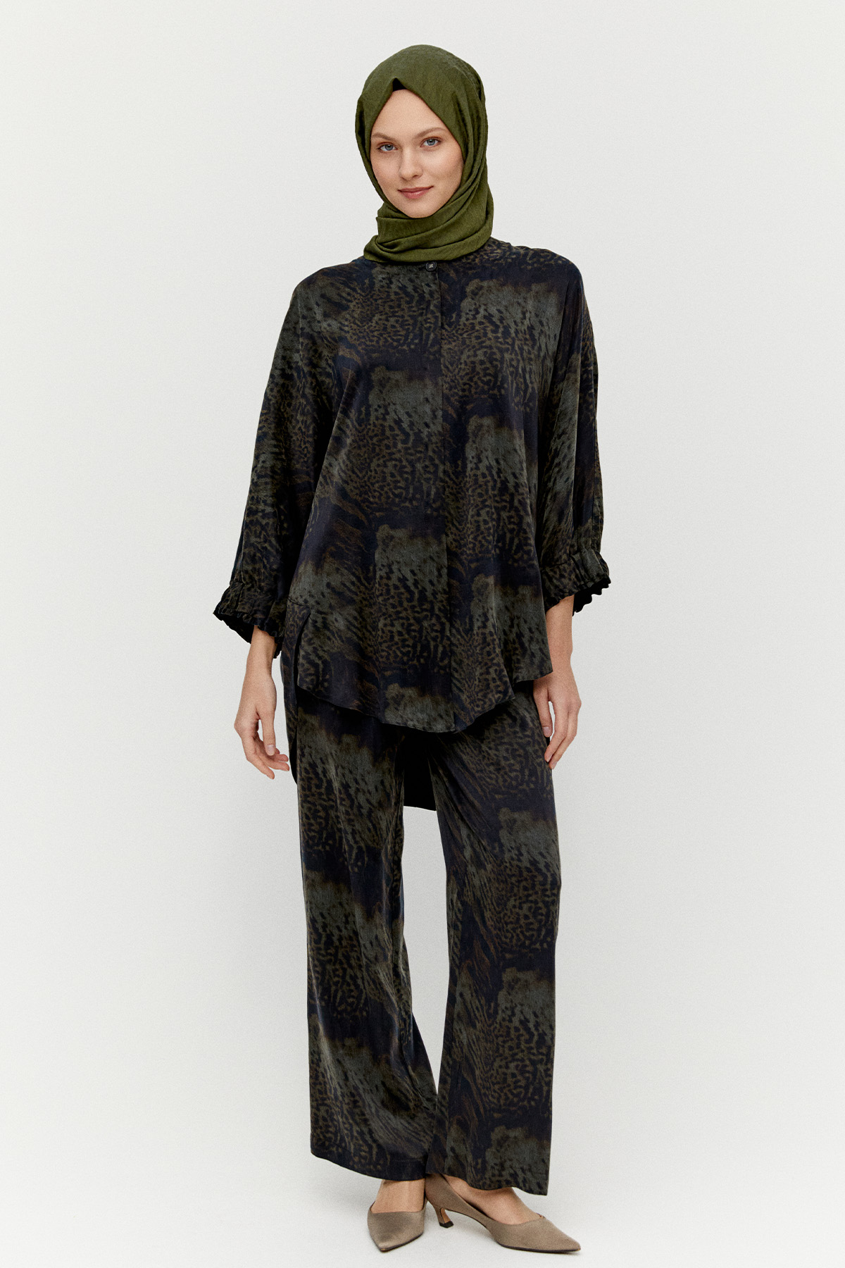 Desenli Lyocell İkili Takım