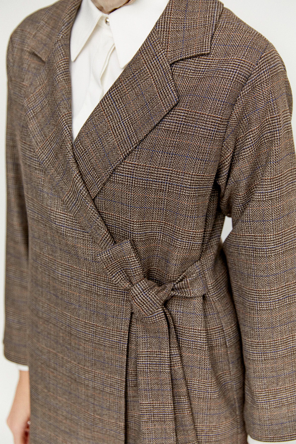 Kruvaze Kuşaklı Ekose İkili Takım, Tesettür Giyim