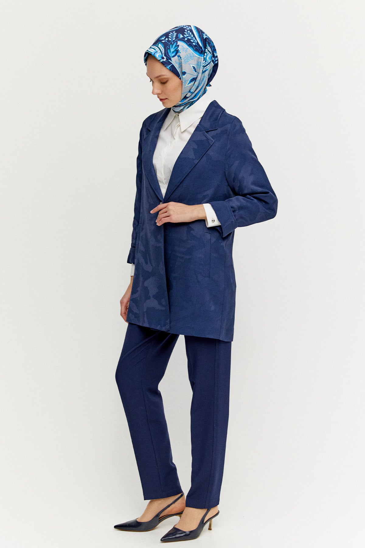 Desenli Mono Kapamalı Ceket