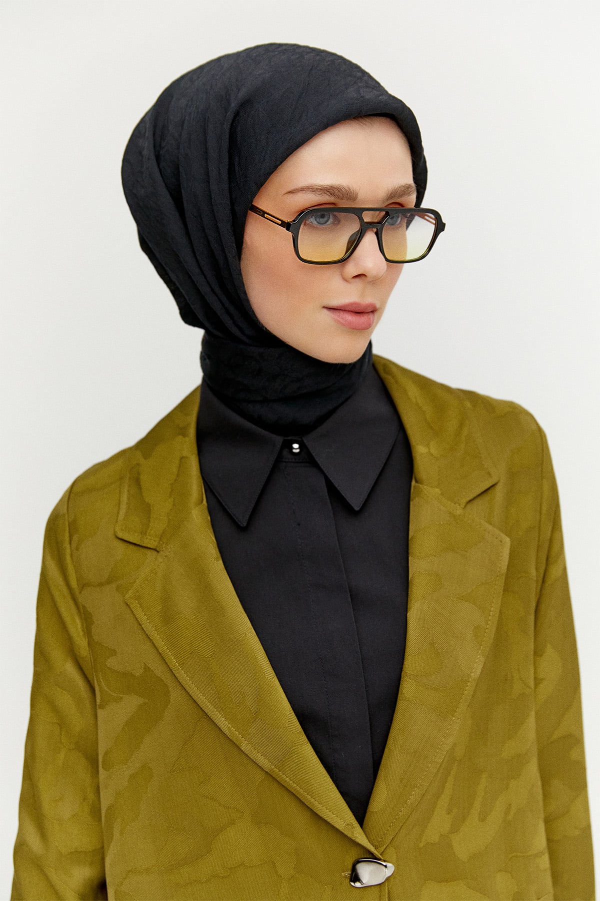 Desenli Mono Kapamalı Ceket