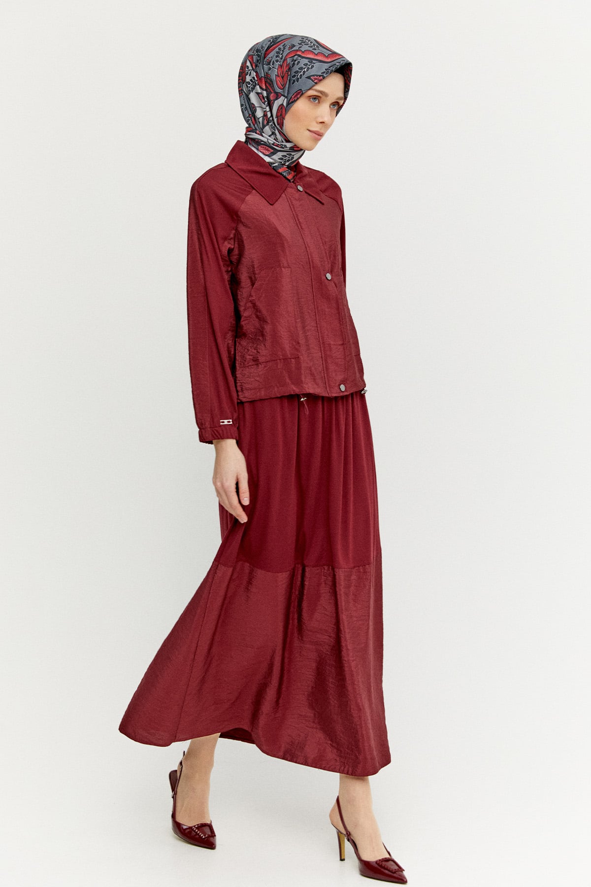 Şömiziye Yaka Çift Kumaş İkili Takım