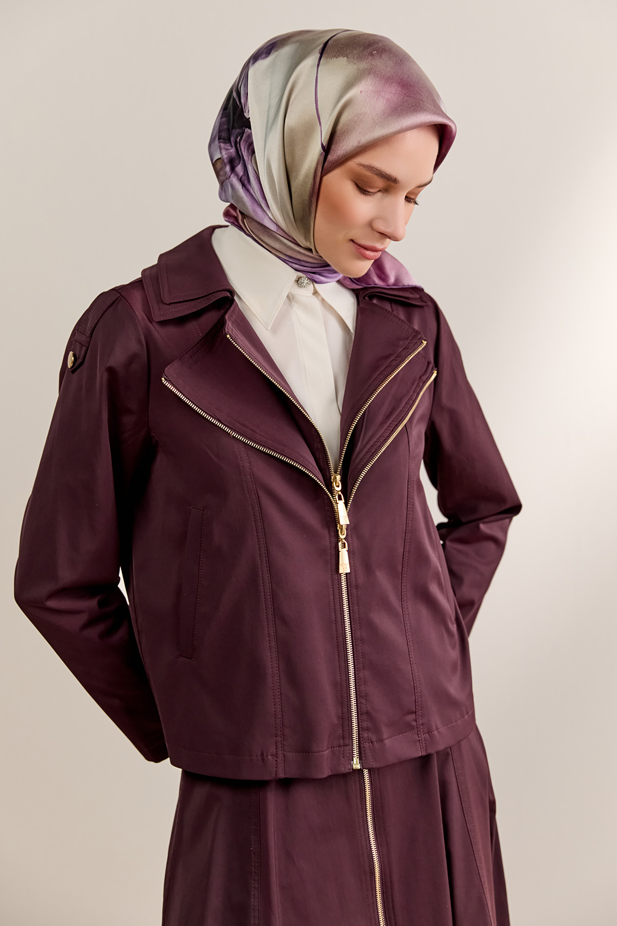 Fermuar Detaylı İkili Takım, Tesettür Giyim