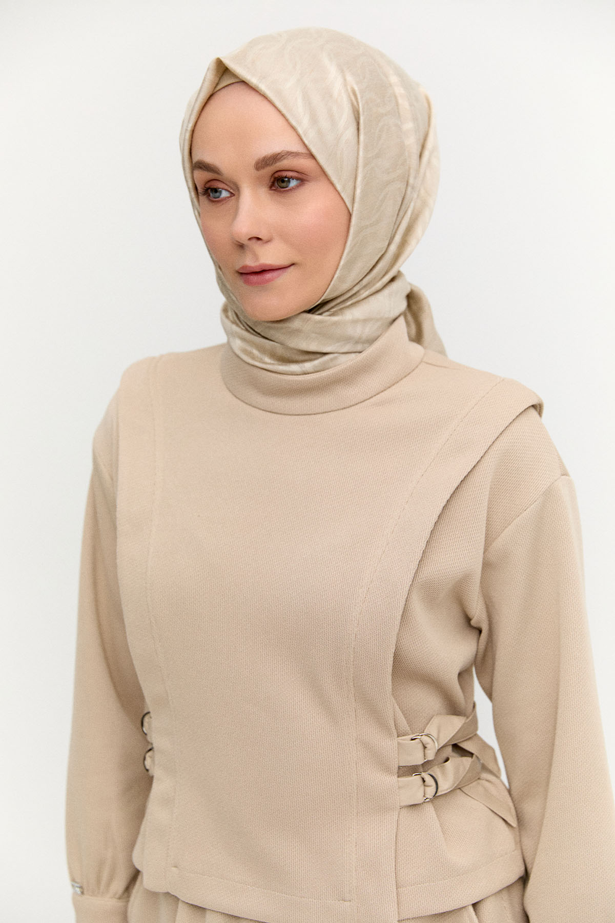 Deri Kemerli Örme İkili Takım, Tesettür Giyim