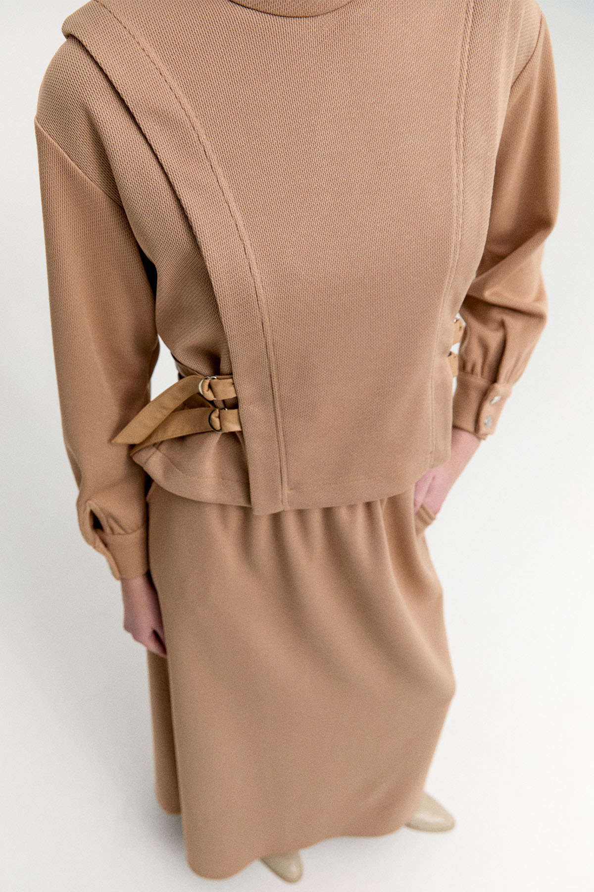 Deri Kemerli Örme İkili Takım, Tesettür Giyim