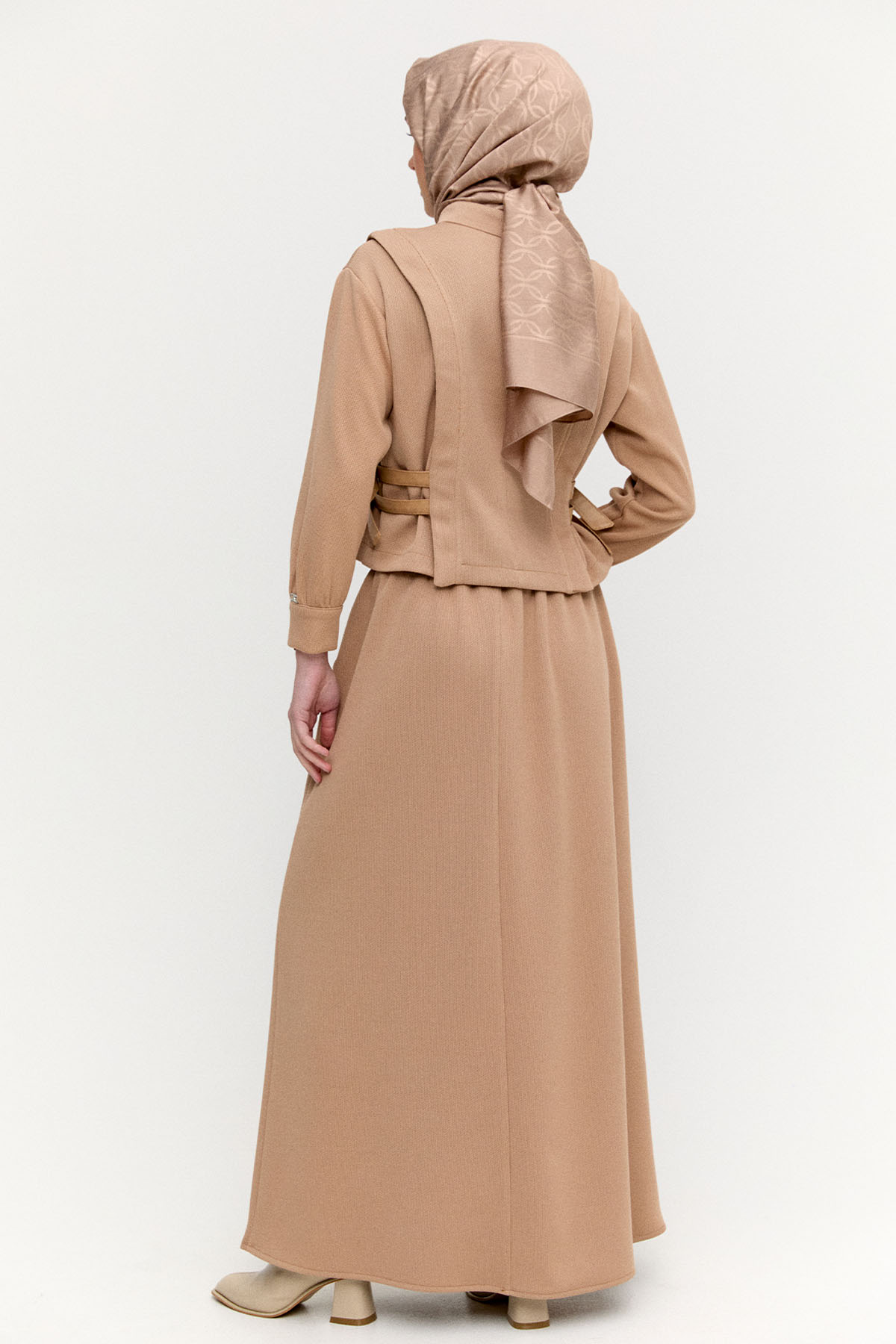 Deri Kemerli Örme İkili Takım, Tesettür Giyim