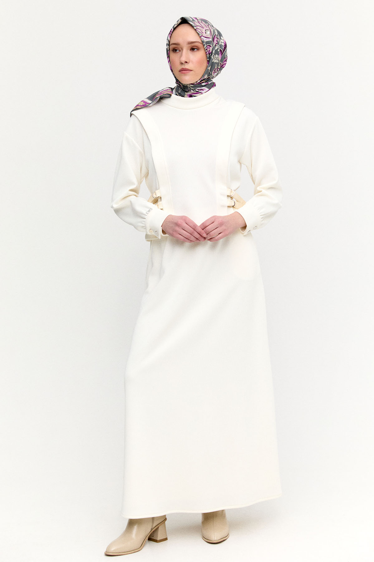 Deri Kemerli Örme İkili Takım, Tesettür Giyim