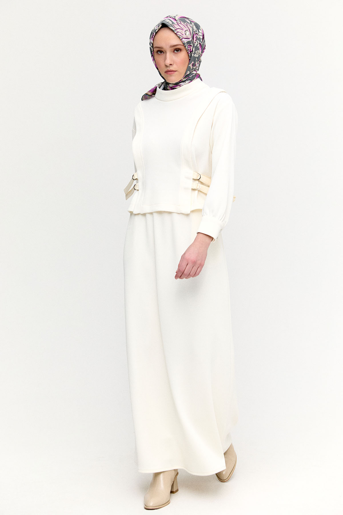 Deri Kemerli Örme İkili Takım, Tesettür Giyim