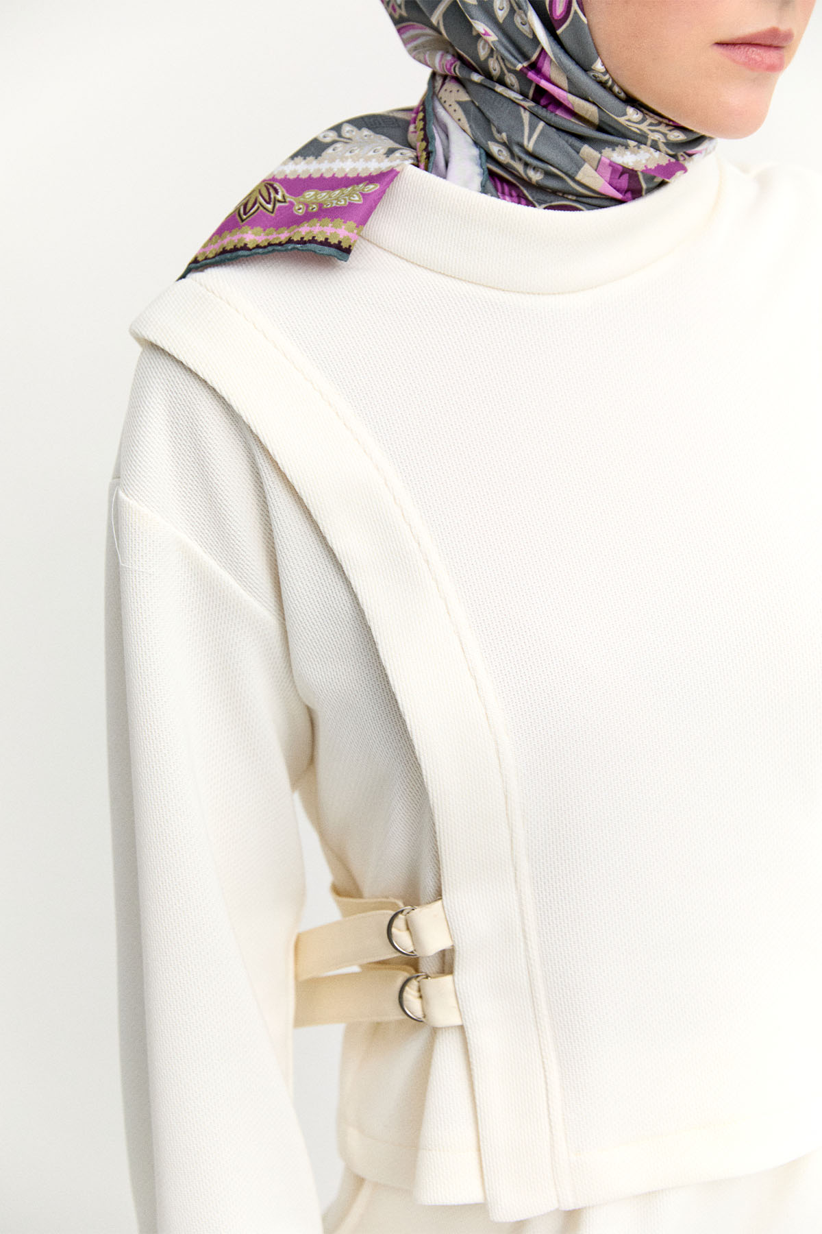 Deri Kemerli Örme İkili Takım, Tesettür Giyim