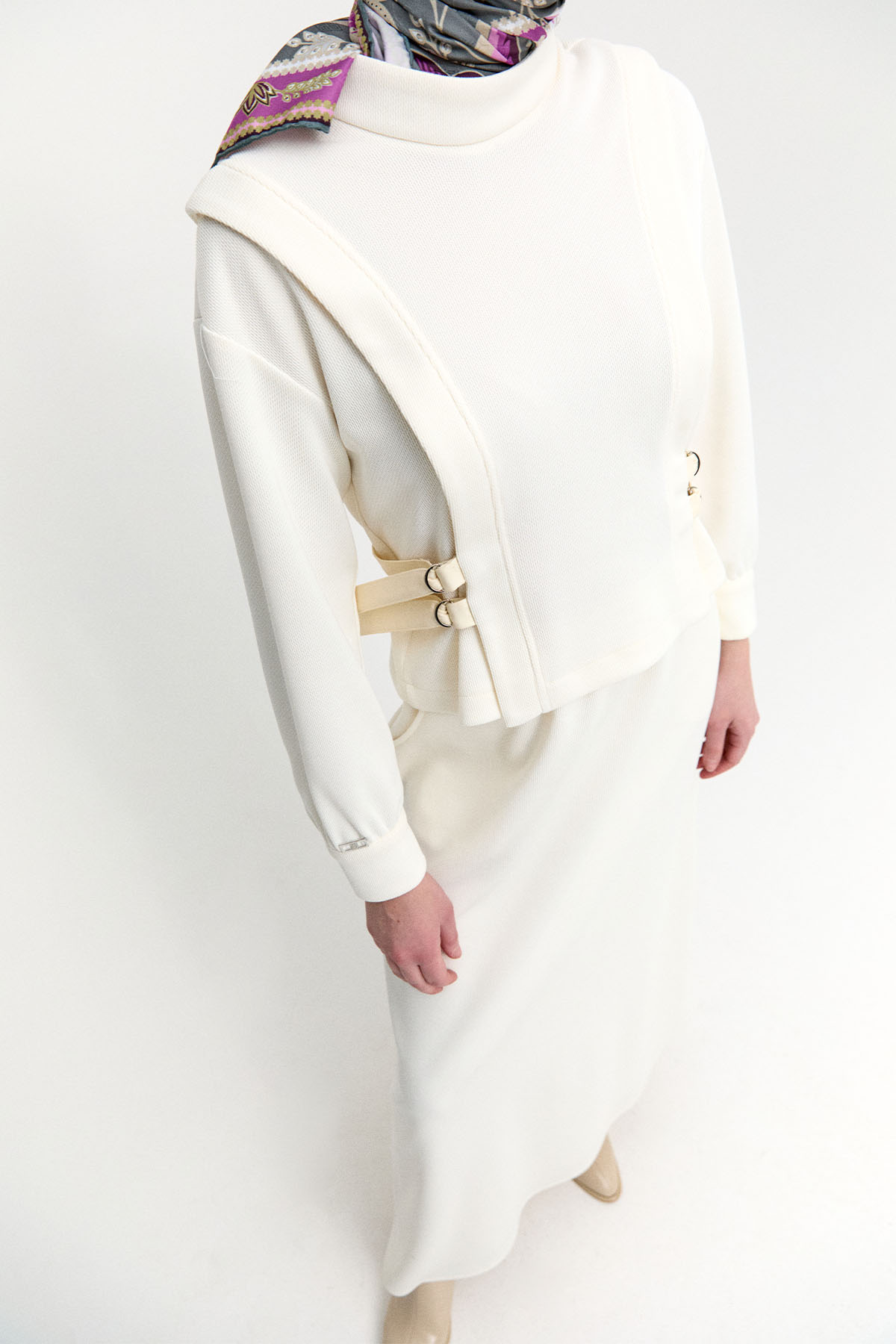 Deri Kemerli Örme İkili Takım, Tesettür Giyim