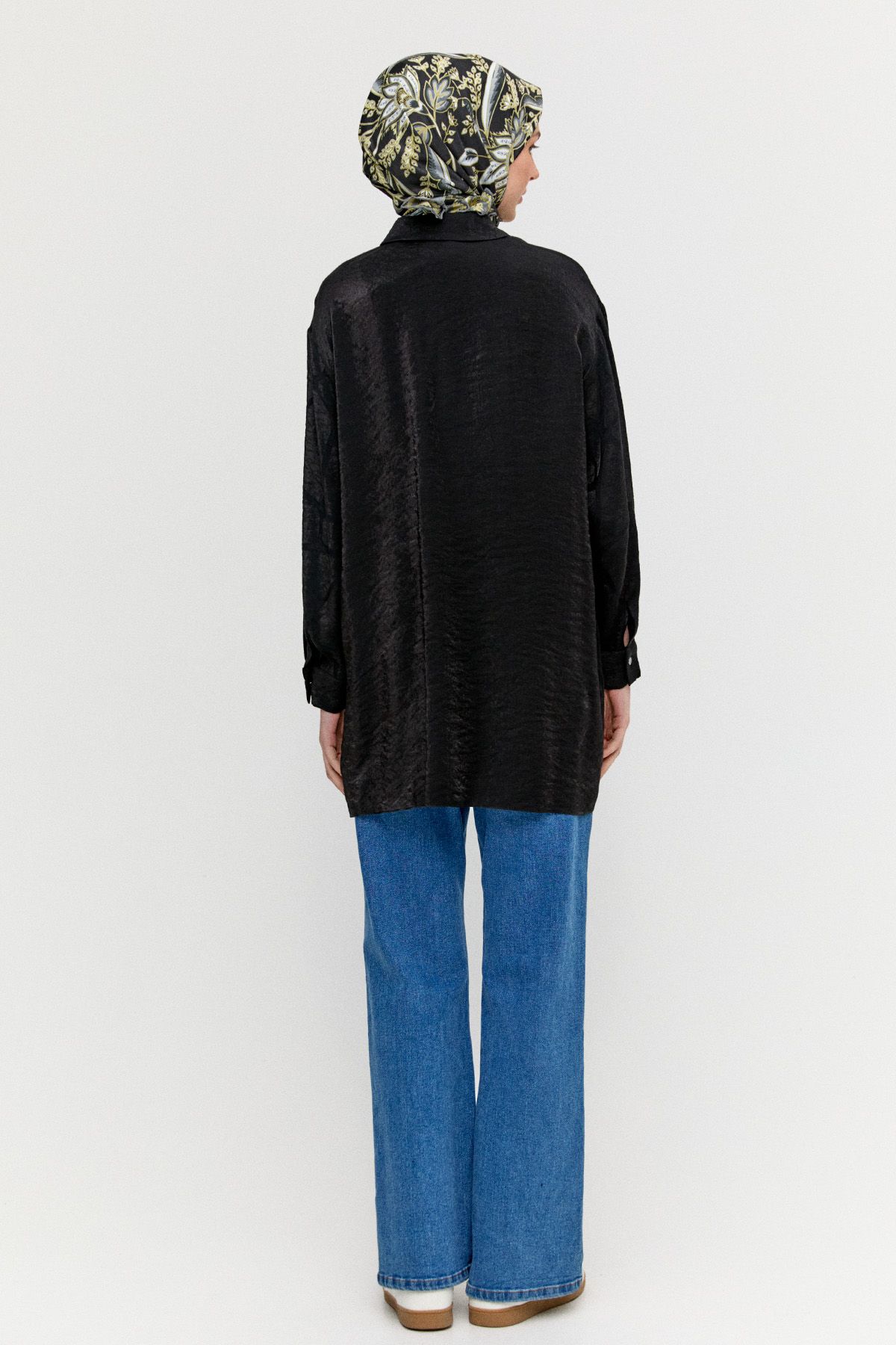 Desenli İlik Düğme Kapamalı Tunik, Tesettür Giyim