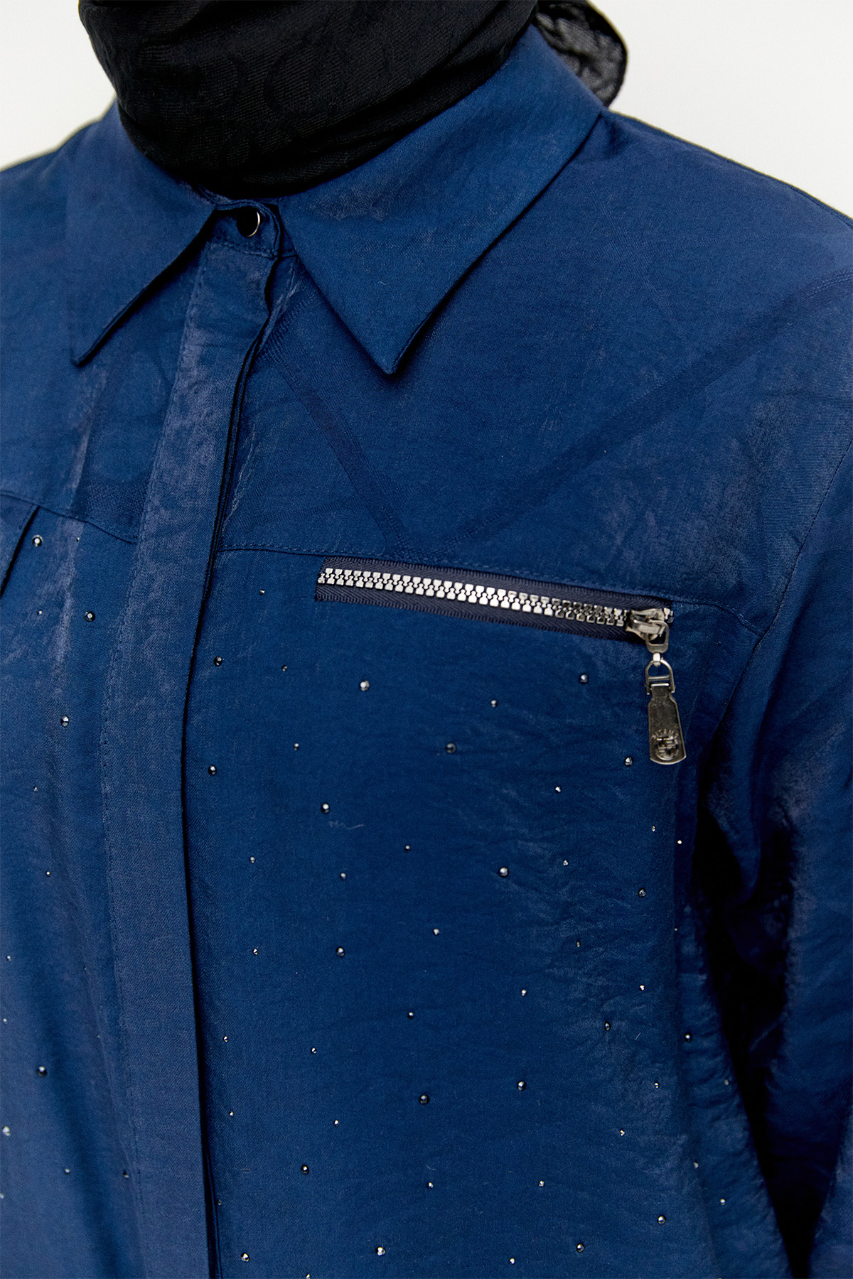 Desenli İlik Düğme Kapamalı Tunik