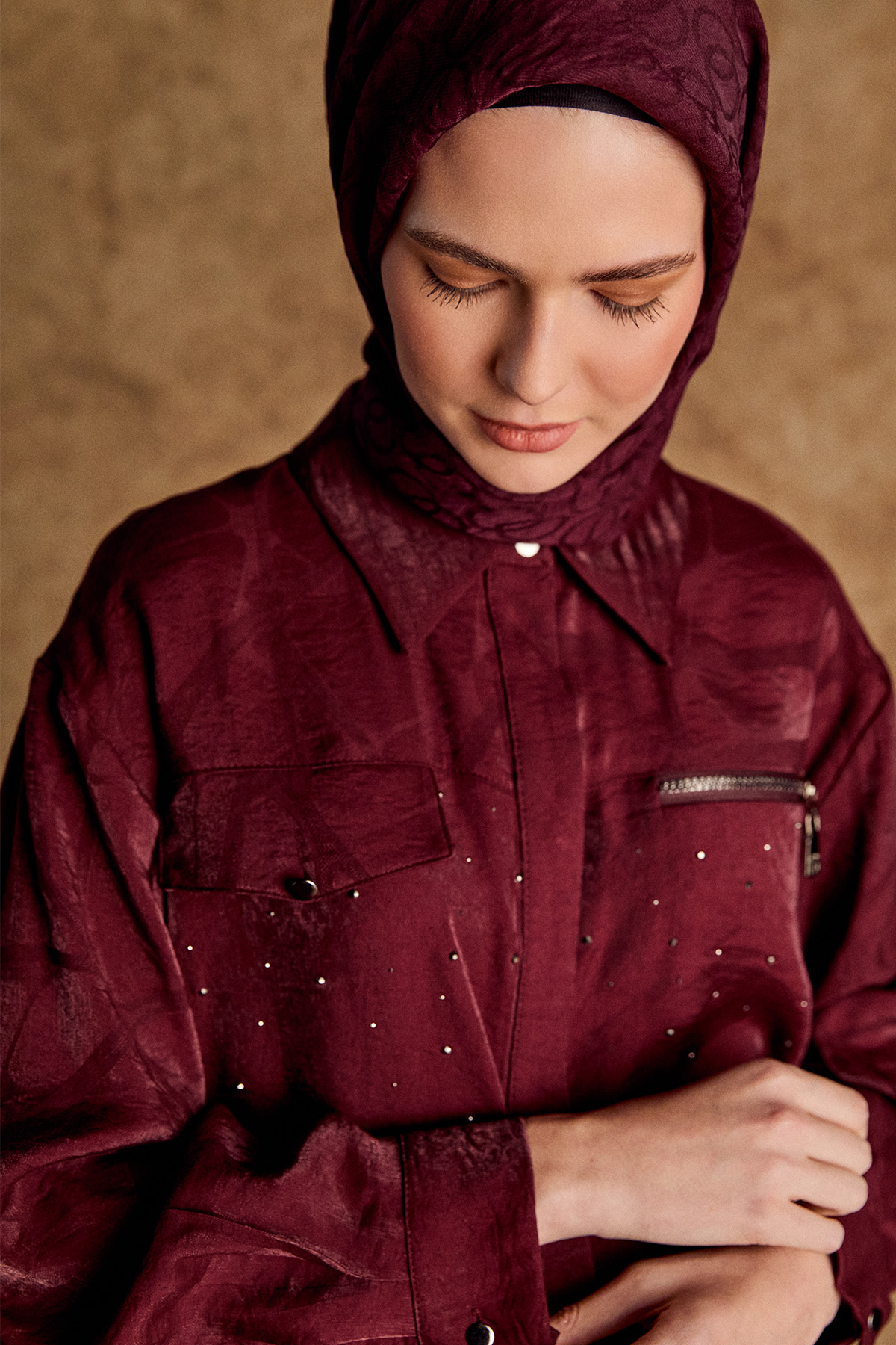 Desenli İlik Düğme Kapamalı Tunik