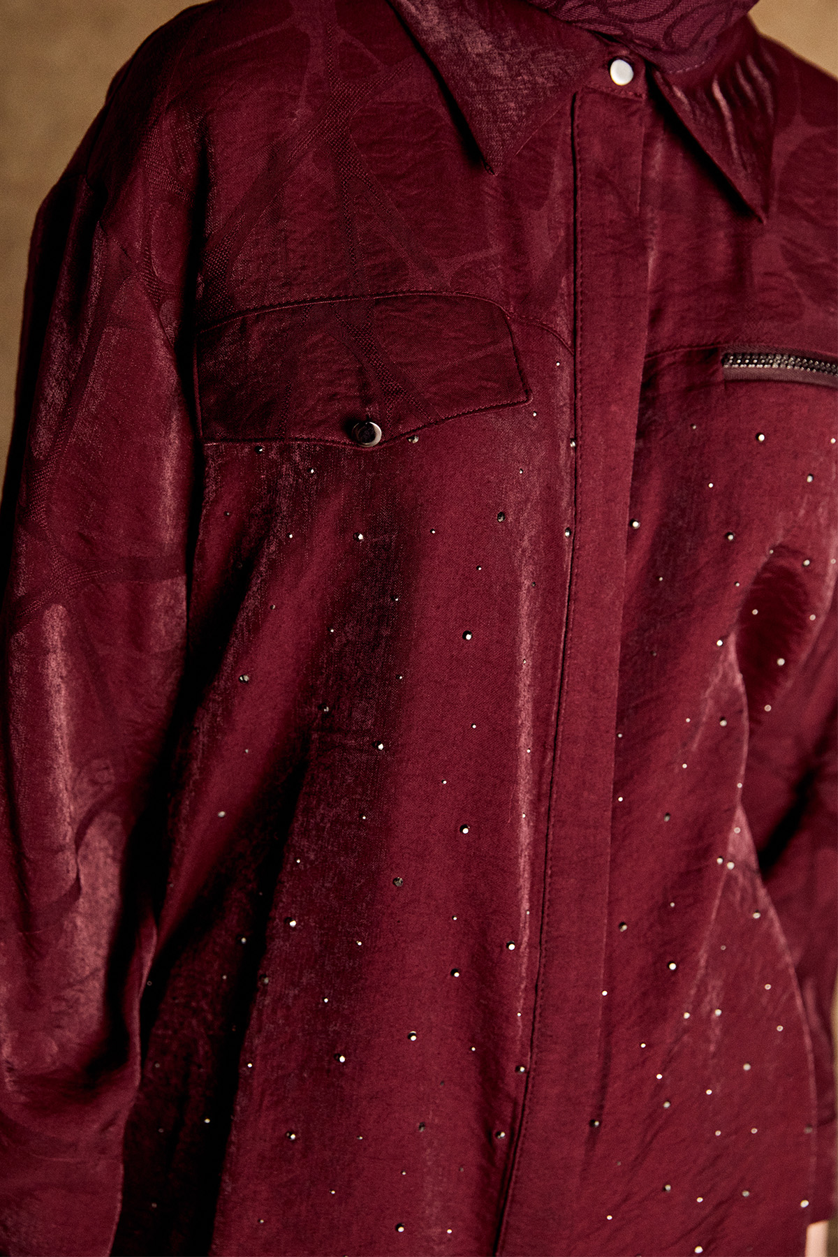 Desenli İlik Düğme Kapamalı Tunik