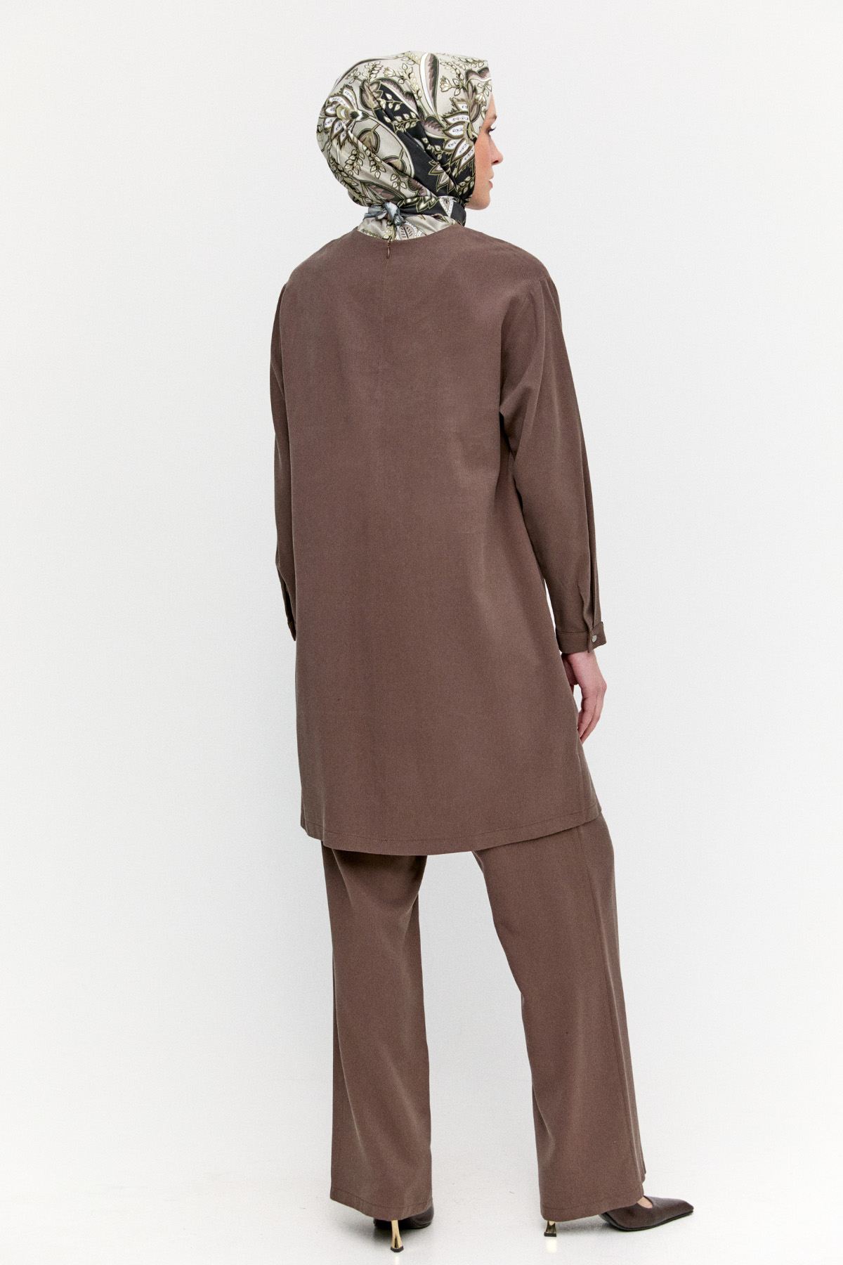 Çiçek Nakışlı Nervürlü İkili Takım, Tesettür Giyim