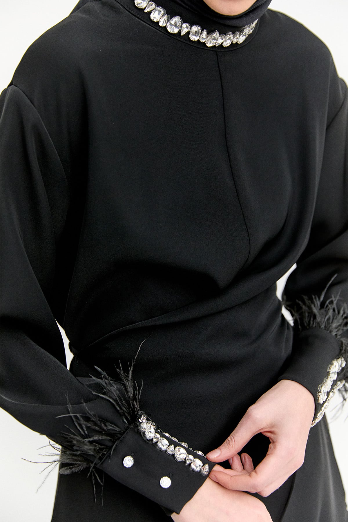 Taşlı Etekli Krep İkili Takım, Tesettür Giyim