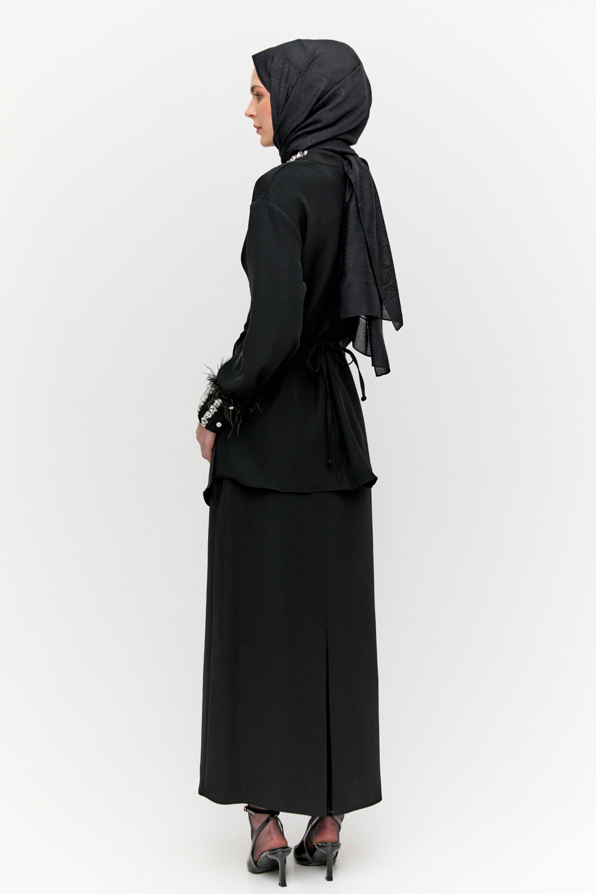 Taşlı Etekli Krep İkili Takım, Tesettür Giyim