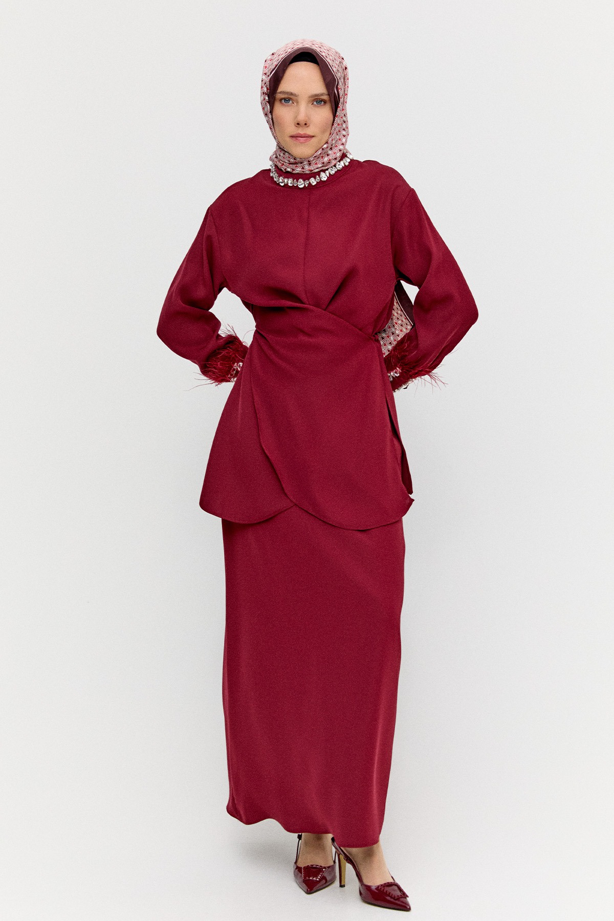 Taşlı Etekli Krep İkili Takım, Tesettür Giyim