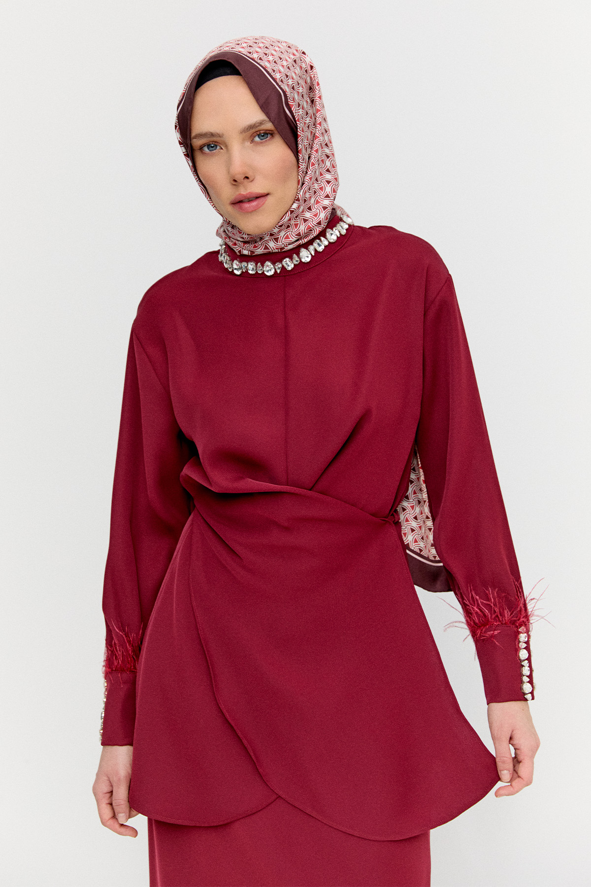 Taşlı Etekli Krep İkili Takım, Tesettür Giyim