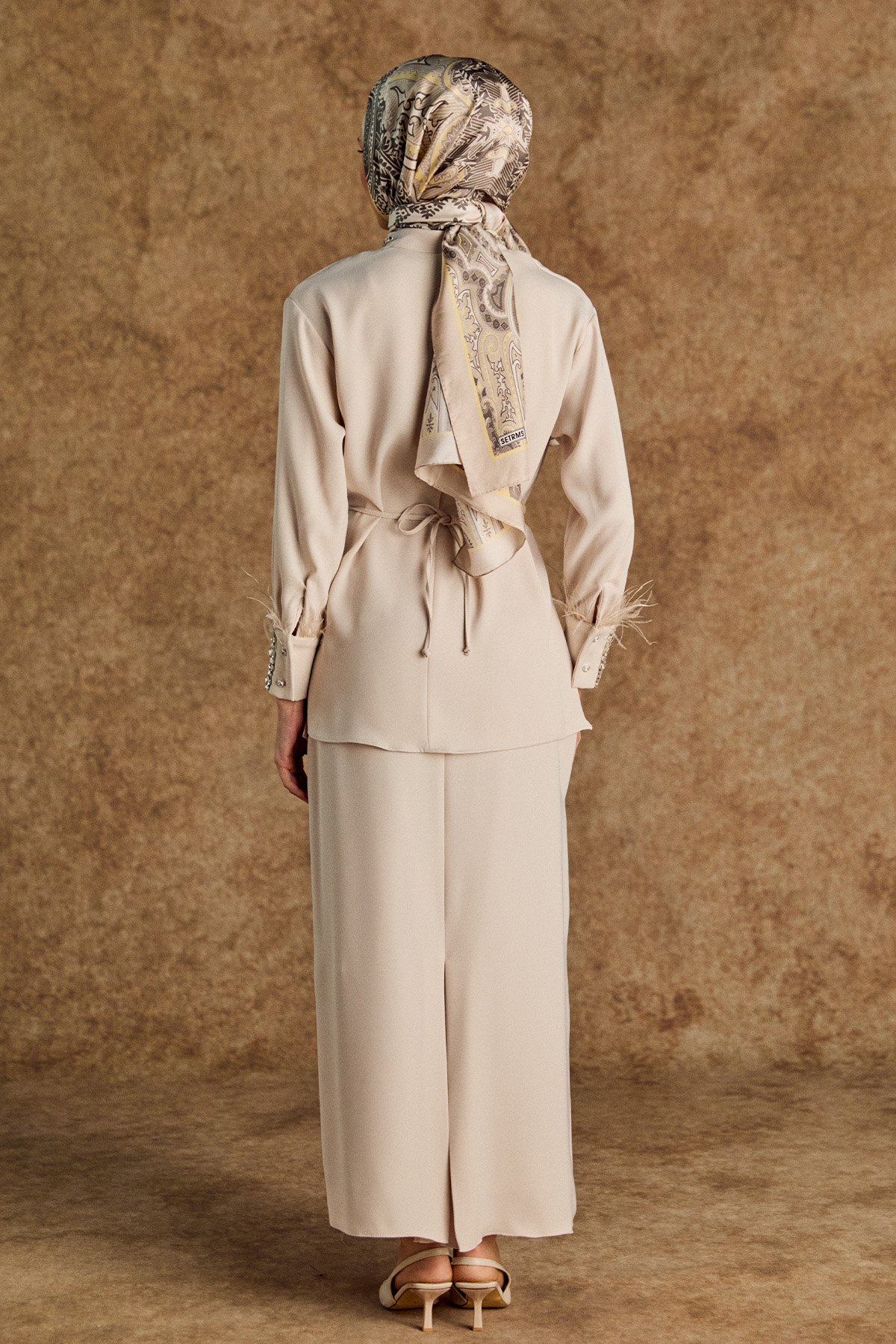 Taşlı Tunik Etekli Krep İkili Takım