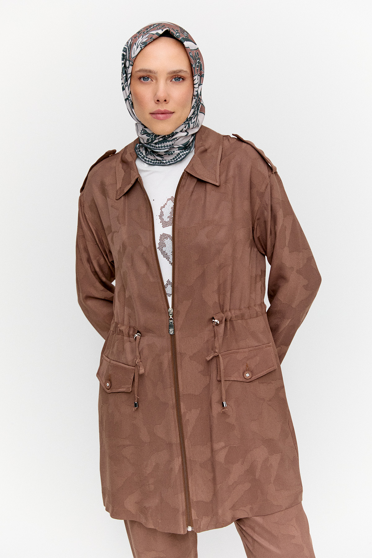 Jakarlı Desenli 3`Lü Takım, Tesettür Giyim