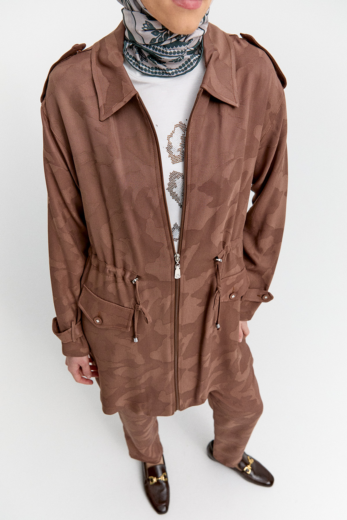 Jakarlı Desenli 3`Lü Takım, Tesettür Giyim