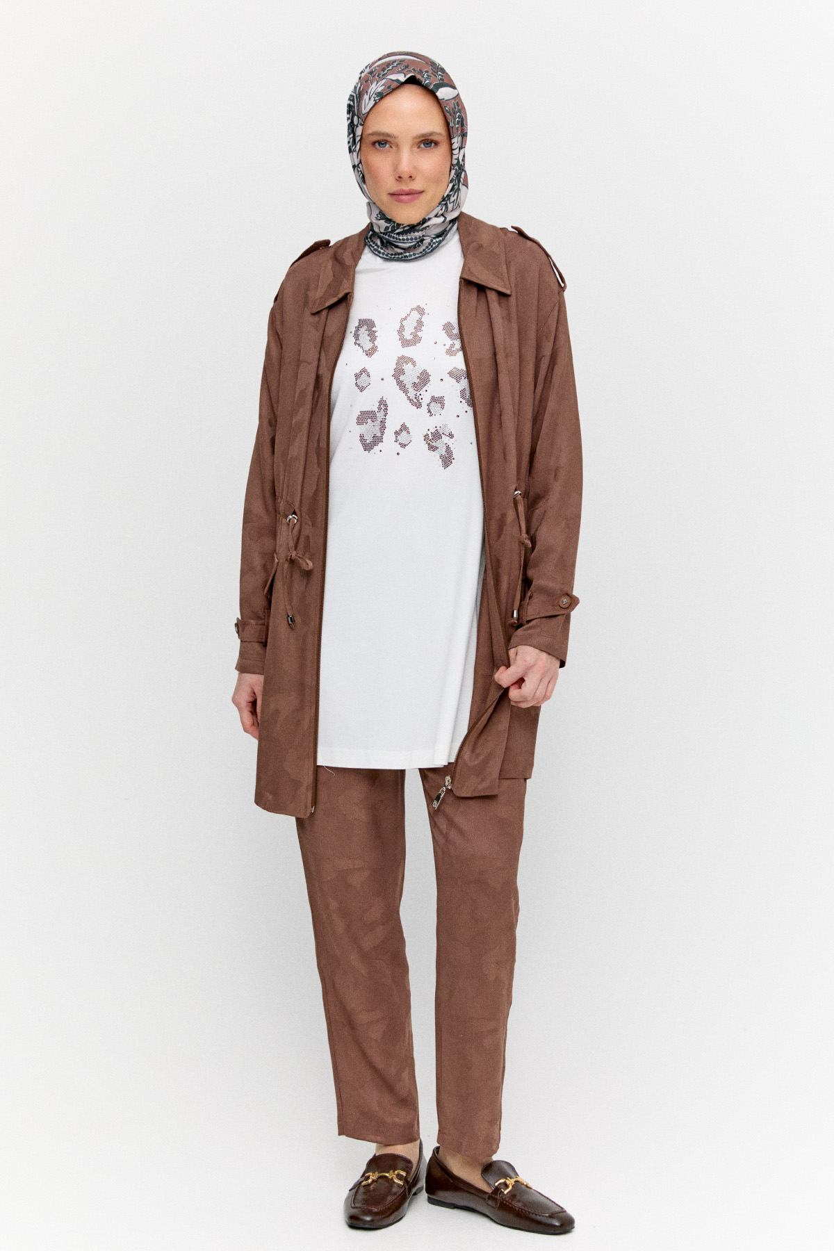 Jakarlı Desenli 3`Lü Takım, Tesettür Giyim