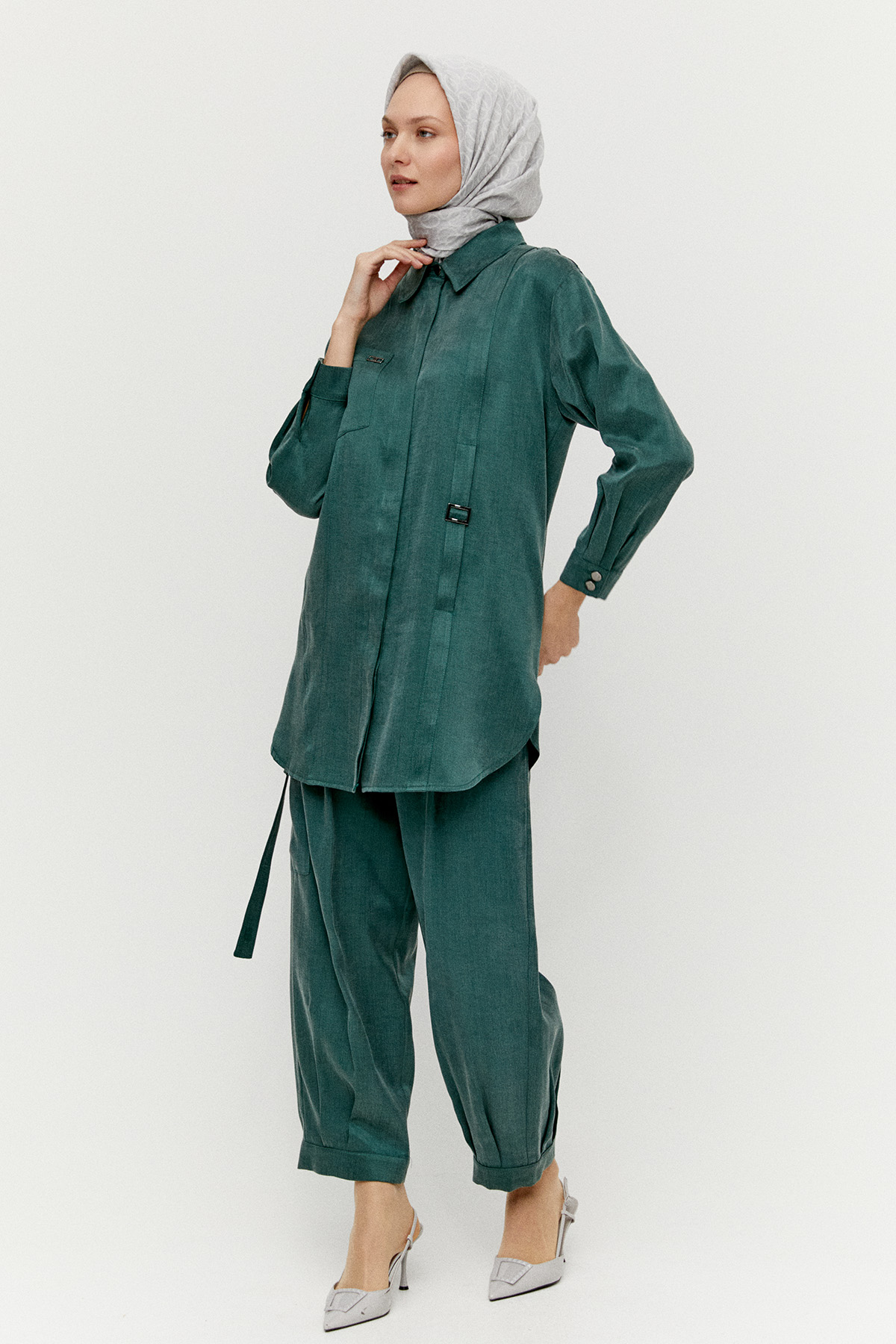 Düğmeli Pamuklu İkili Takım