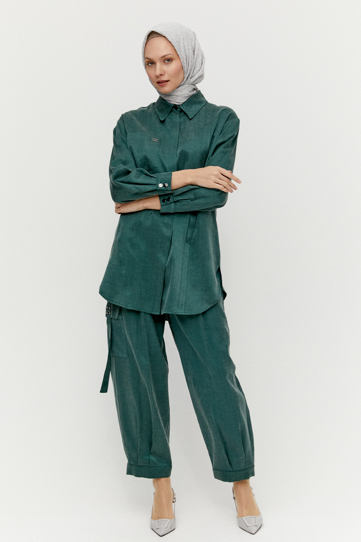 Düğmeli Pamuklu İkili Takım