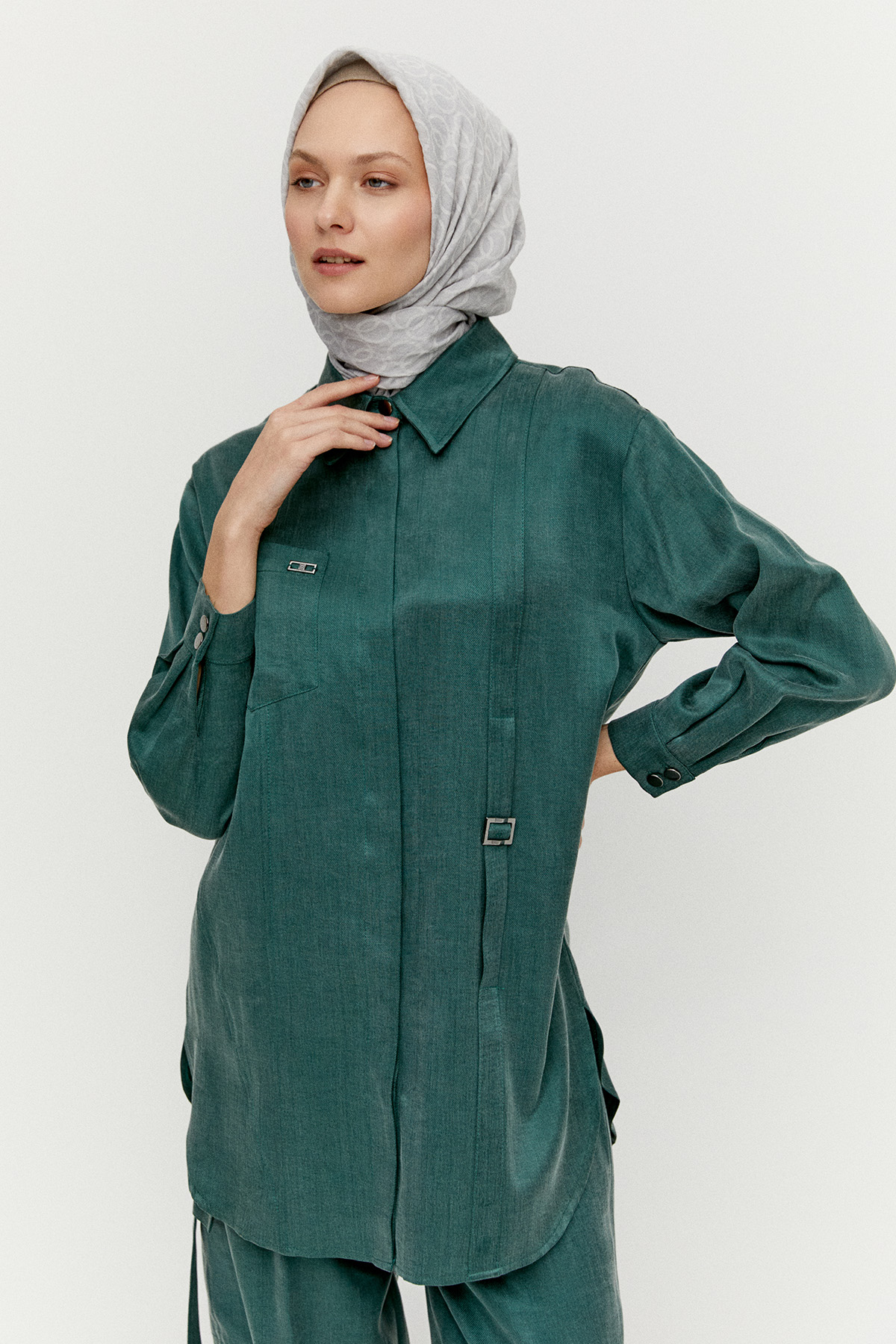 Düğmeli Pamuklu İkili Takım