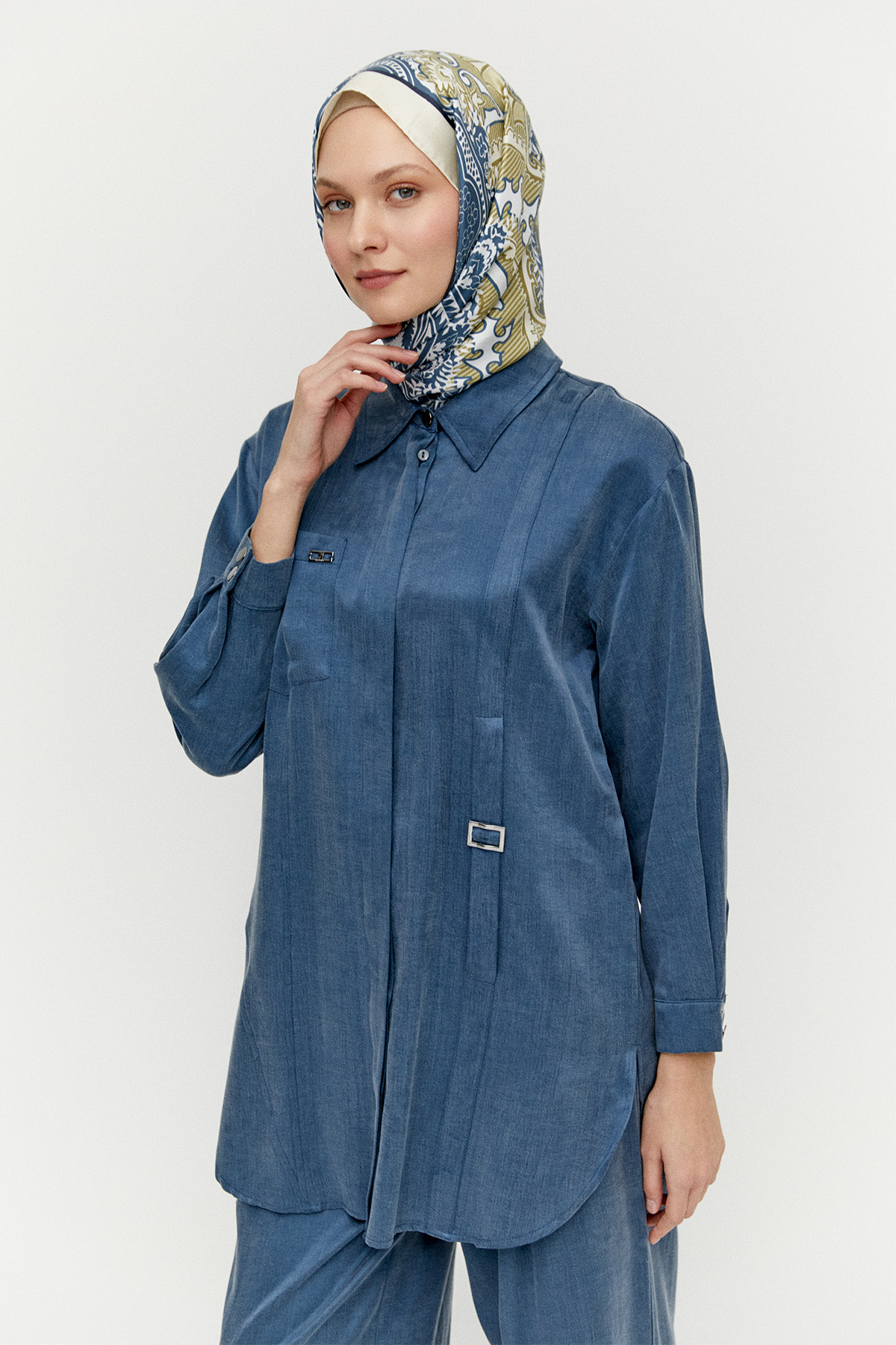 Düğmeli Pamuklu İkili Takım