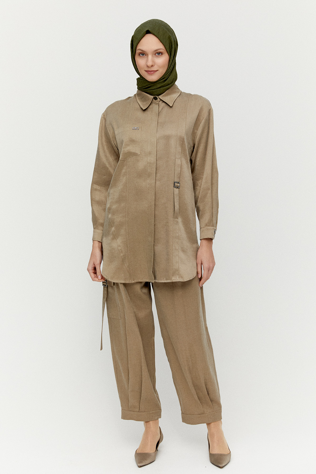 Düğmeli Pamuklu İkili Takım