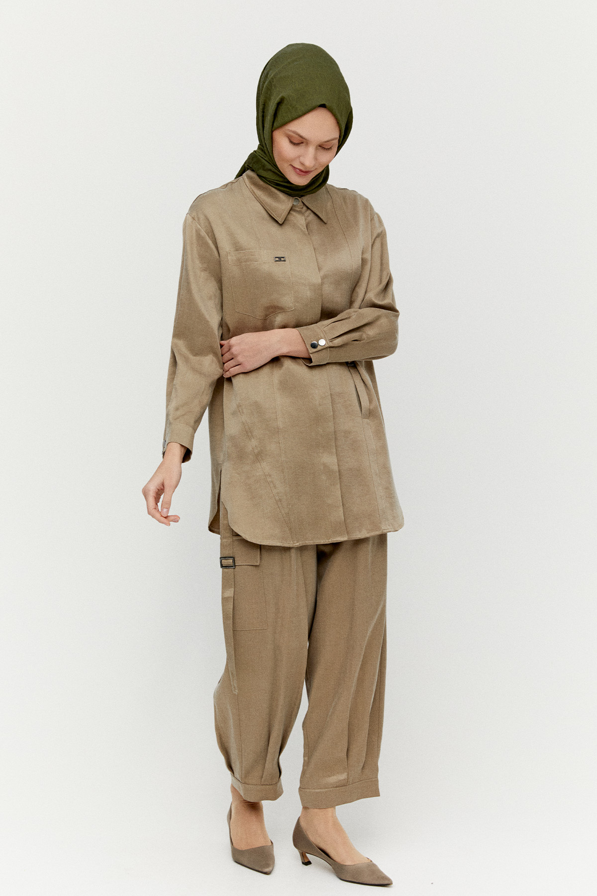 Düğmeli Pamuklu İkili Takım