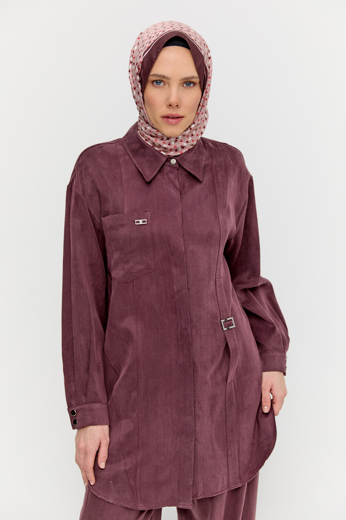 Düğmeli Pamuklu İkili Takım, Tesettür Giyim