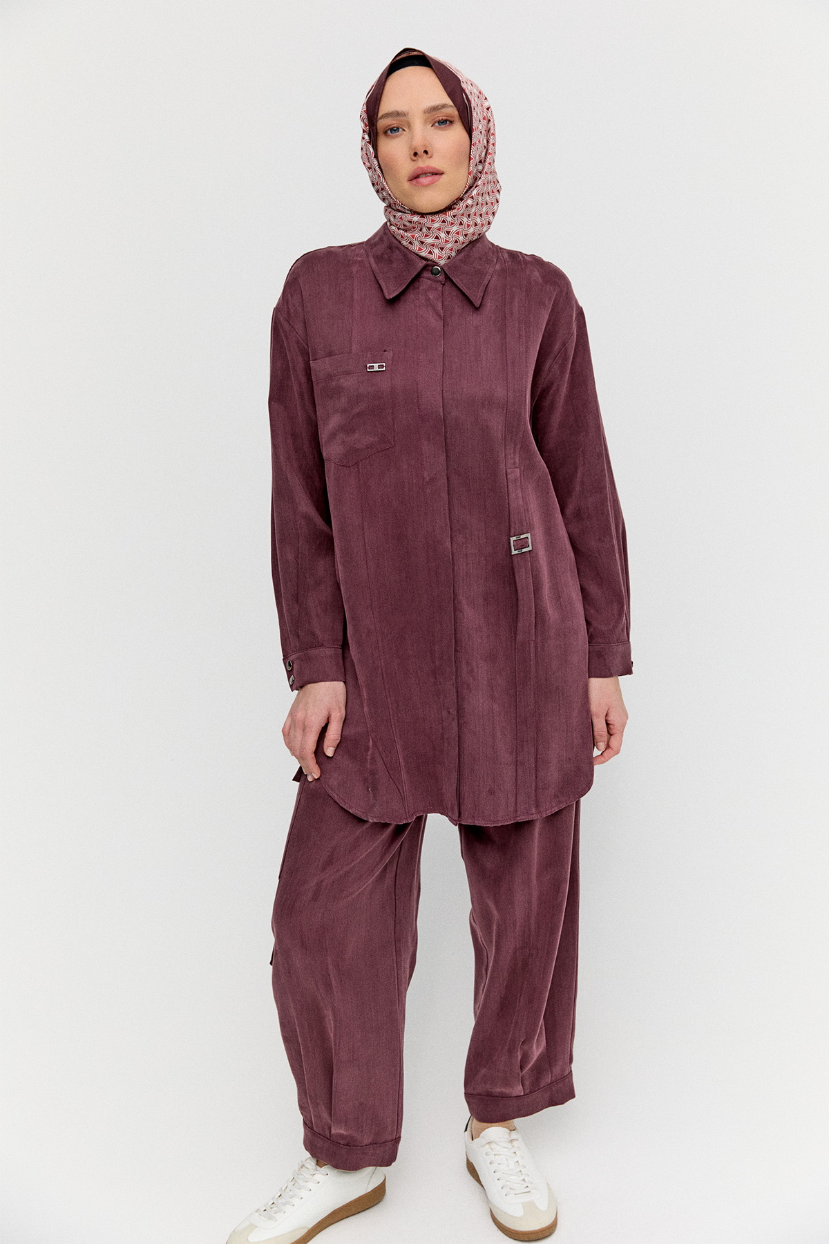 Düğmeli Pamuklu İkili Takım, Tesettür Giyim