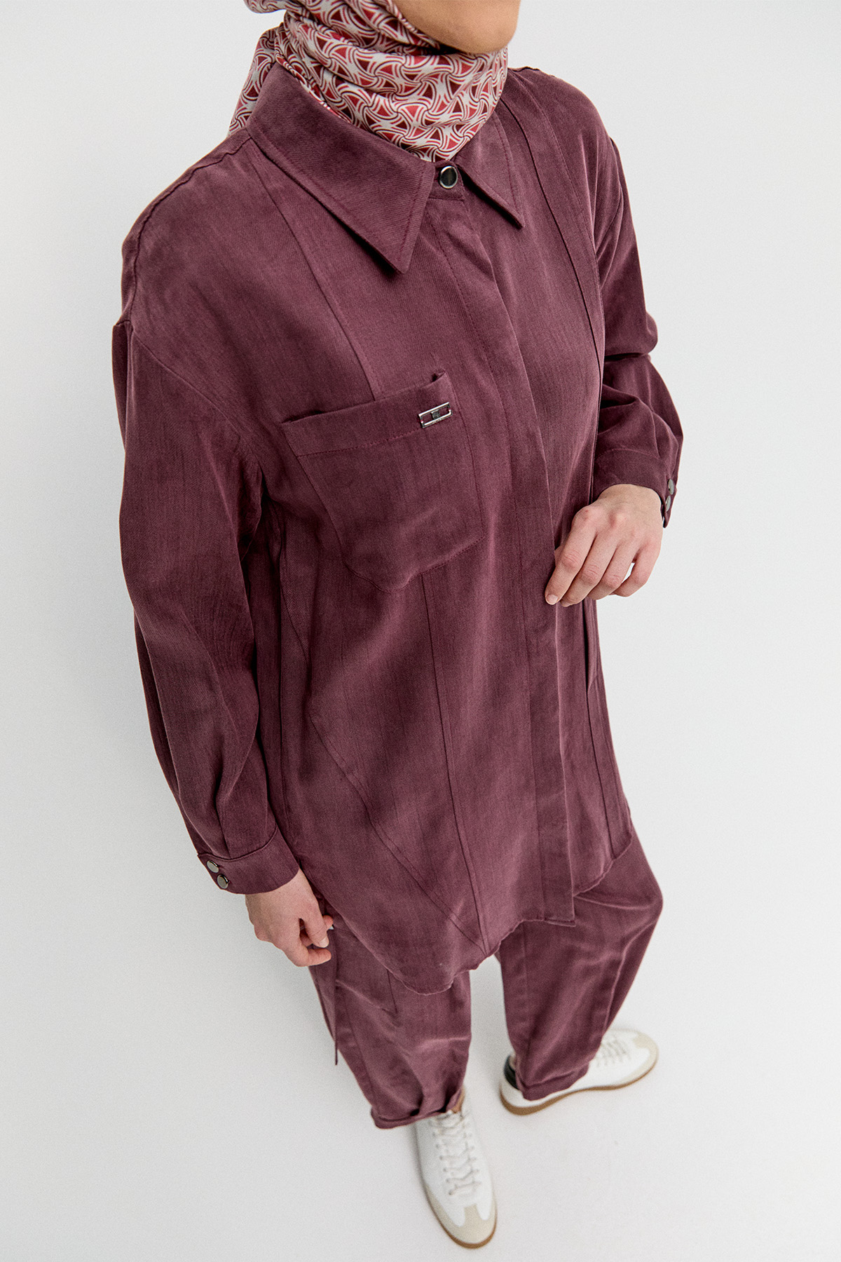 Düğmeli Pamuklu İkili Takım, Tesettür Giyim