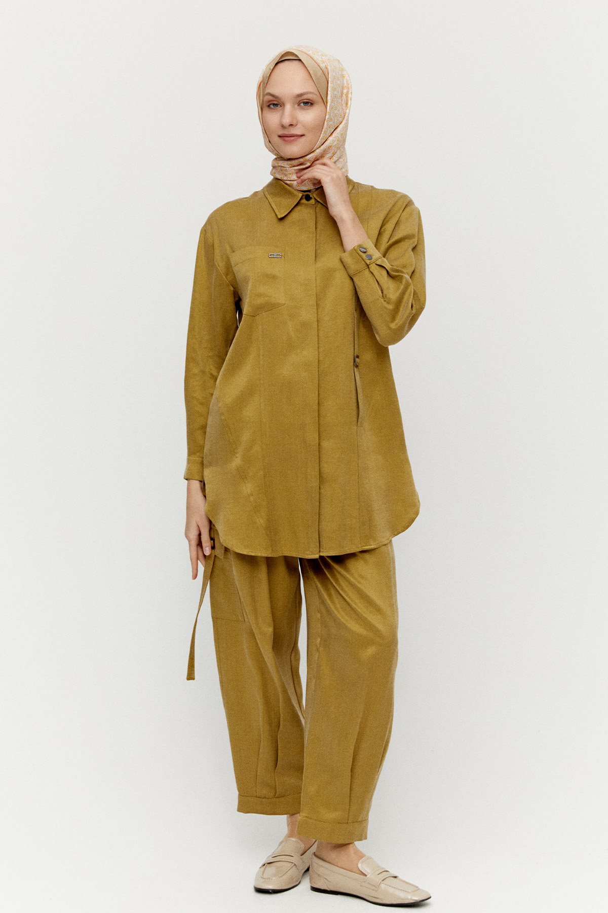 Düğmeli Pamuklu İkili Takım