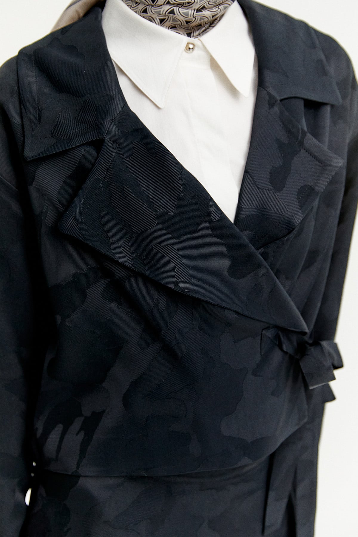 Kruvaze Ceket Çan Etekli Jakarlı Takım