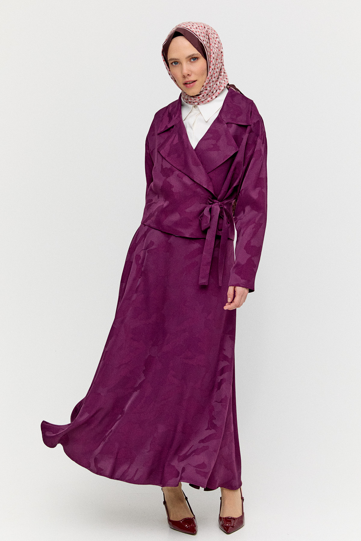 Çan Etekli Jakarlı İkili Takım, Tesettür Giyim