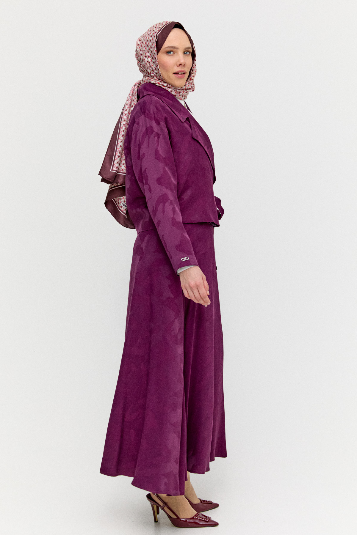 Çan Etekli Jakarlı İkili Takım, Tesettür Giyim