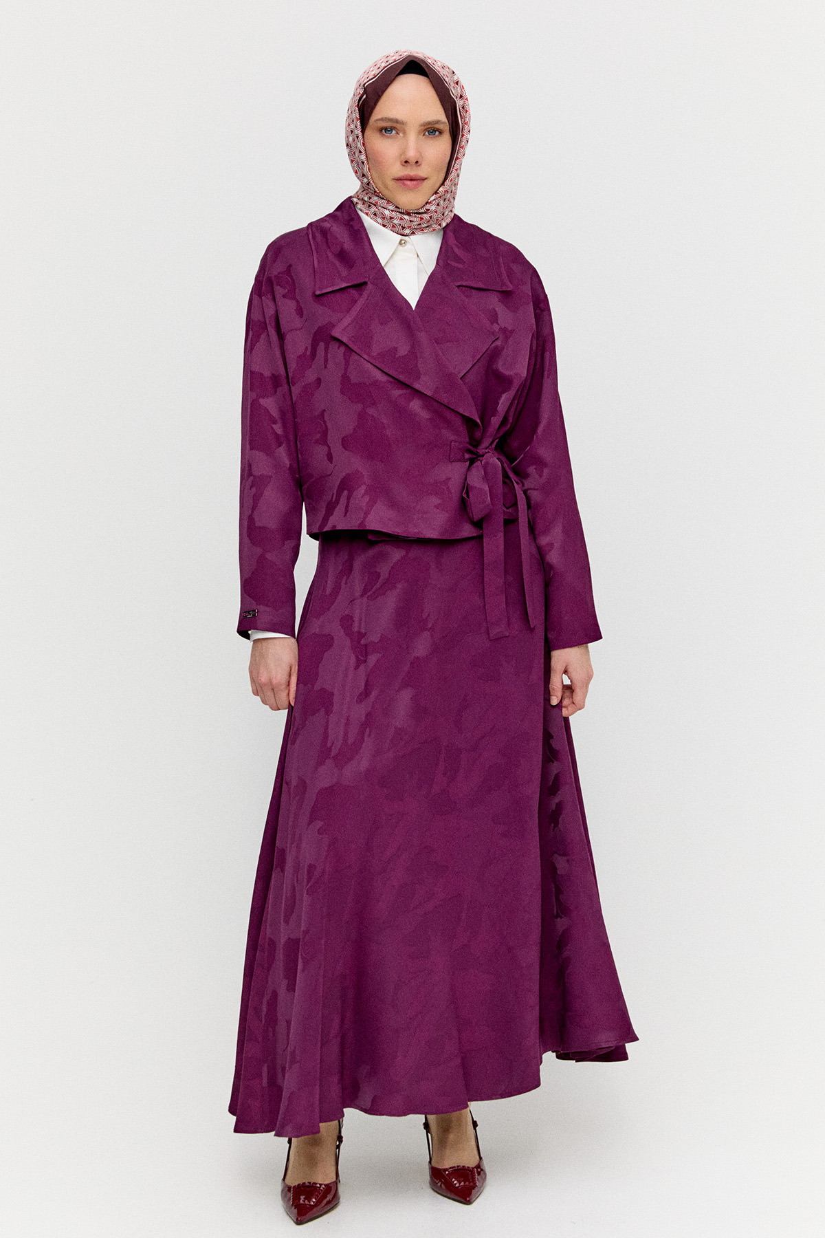 Çan Etekli Jakarlı İkili Takım, Tesettür Giyim