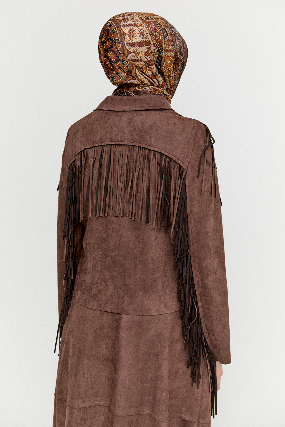 Süet Görünümlü Püsküllü Ceket, Tesettür Giyim