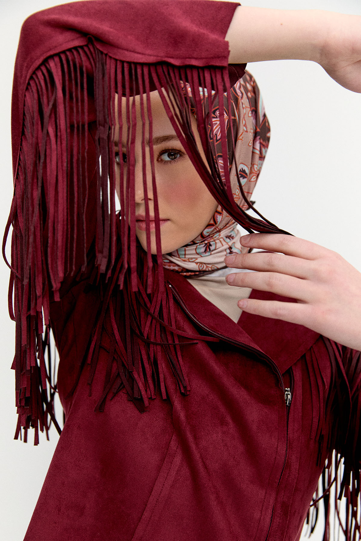 Süet Görünümlü Püsküllü Ceket, Tesettür Giyim