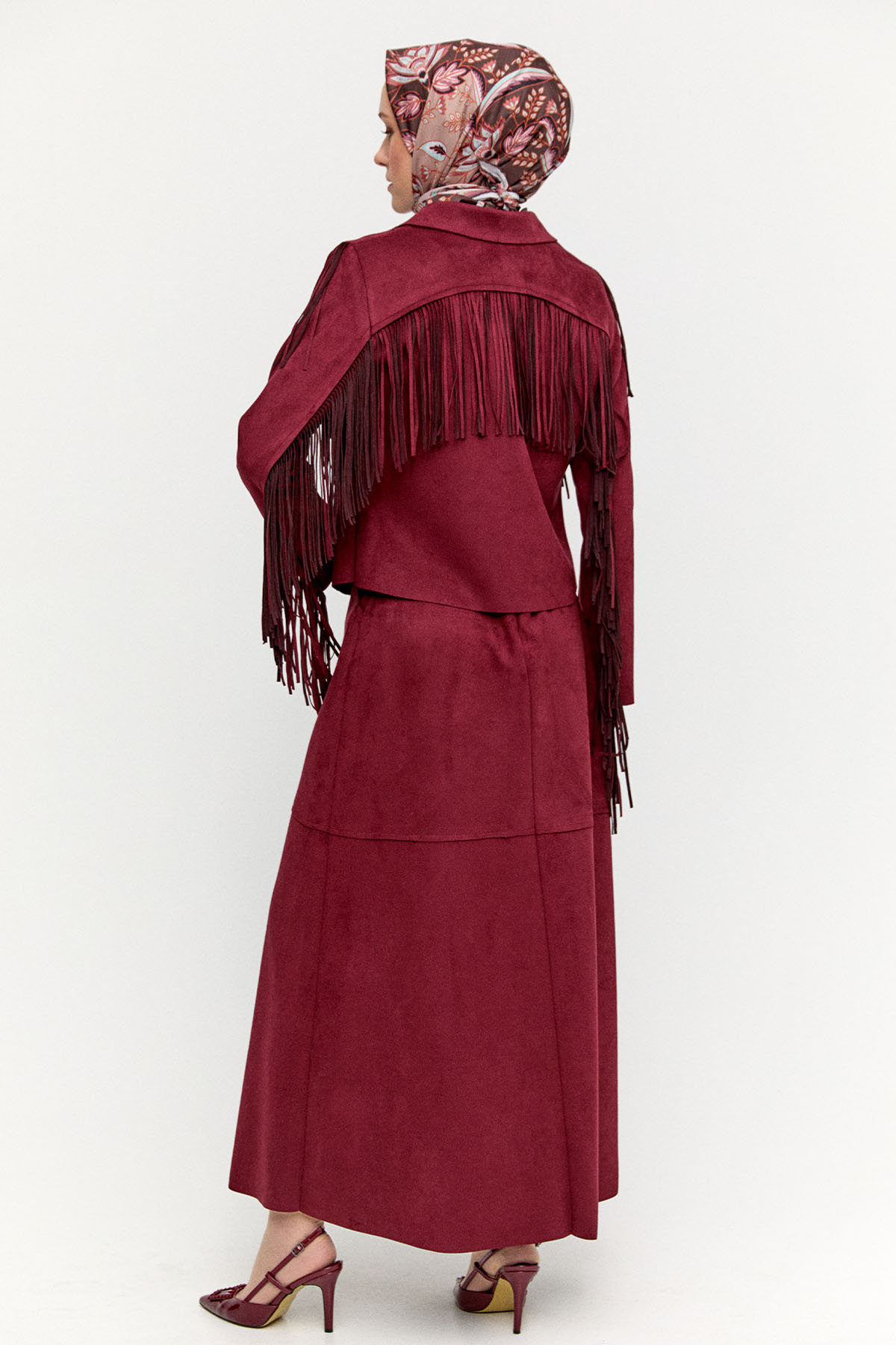 Süet Görünümlü Püsküllü Ceket, Tesettür Giyim