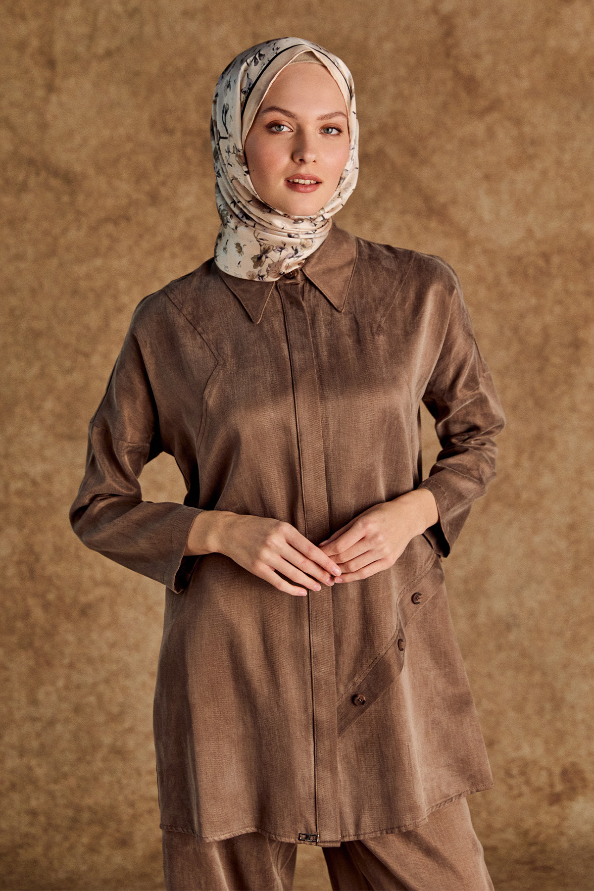 Süs Düğme Detaylı Pamuklu İkili Takım