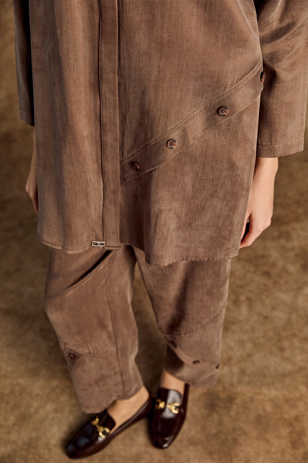 Süs Düğme Detaylı Pamuklu İkili Takım