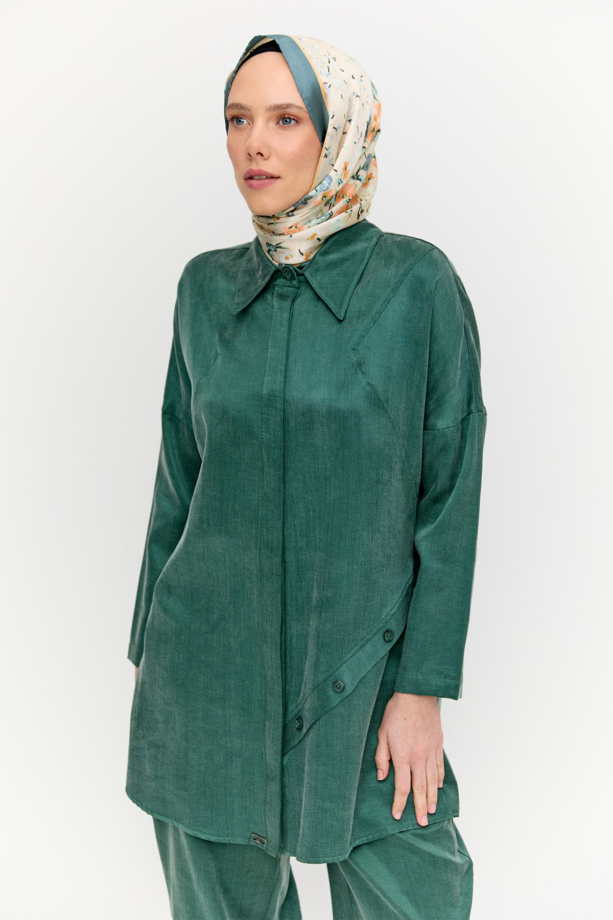 Süs Düğmeli Pamuklu İkili Takım, Tesettür Giyim