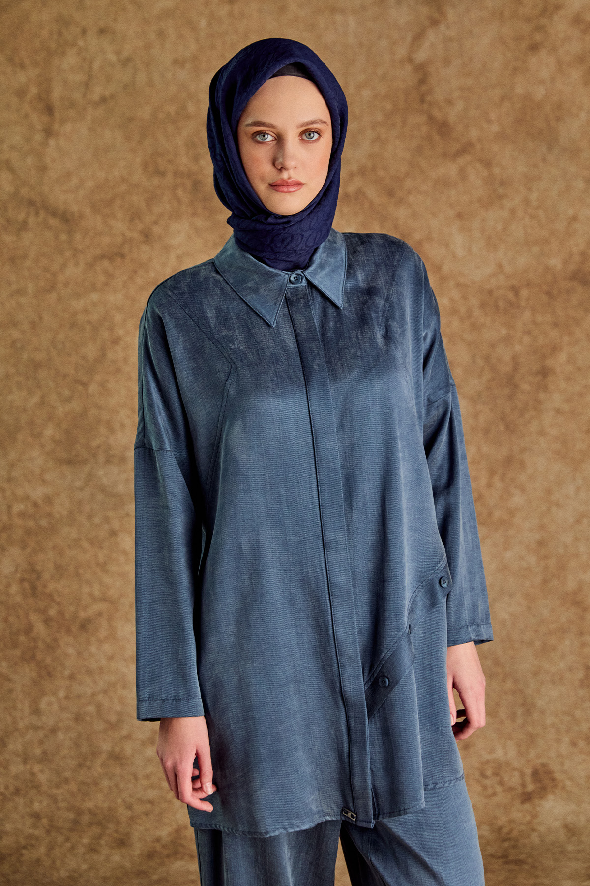 Süs Düğme Detaylı Pamuklu İkili Takım