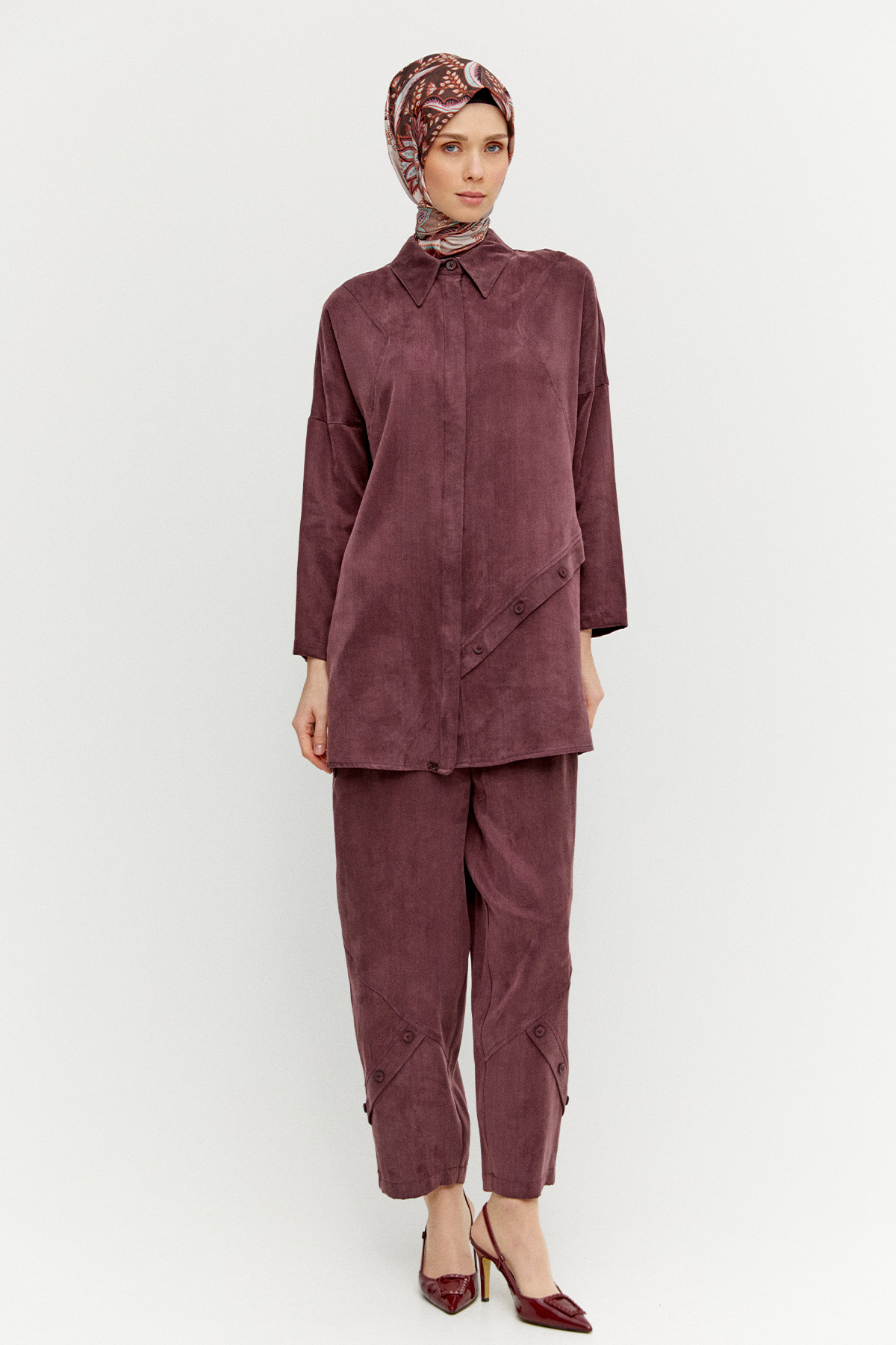 Süs Düğmeli Pamuklu İkili Takım, Tesettür Giyim
