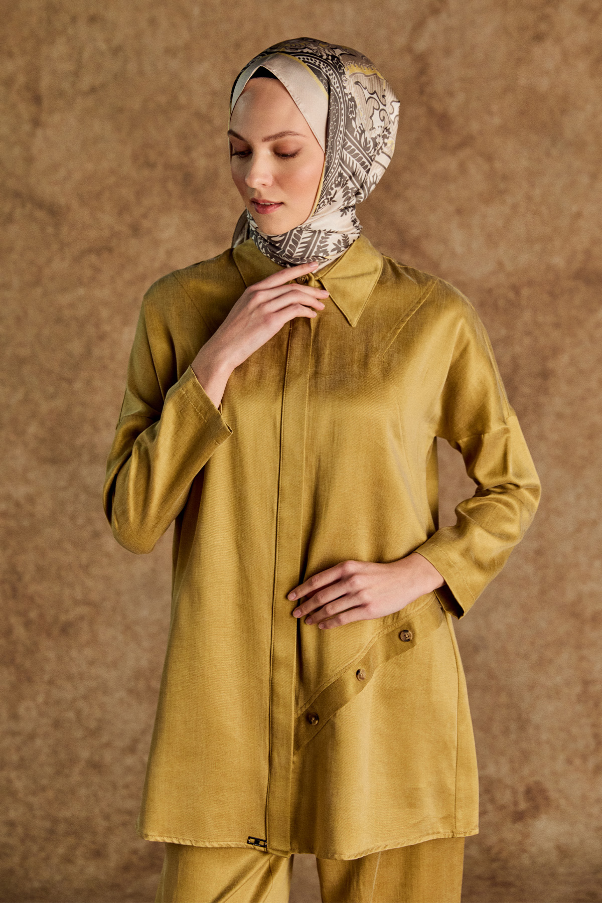 Süs Düğme Detaylı Pamuklu İkili Takım